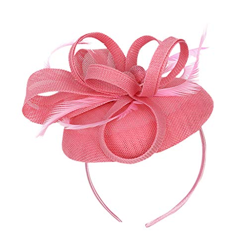Damen Fascinators Blume Mit Perle Feder Fascinators Hut Bänder Federn Auf Einem Stirnband Blume Mesh Organza Hochzeit Cocktail Tea Party Hut Kopfbedeckung Für Damen Mädchen von YueYue