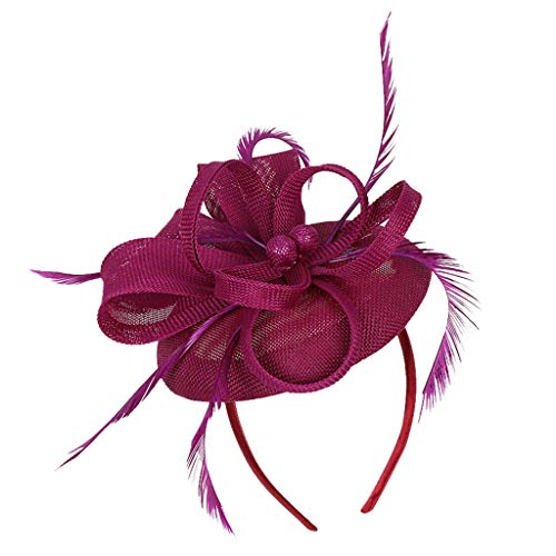 Damen Fascinators Blume Mit Perle Feder Fascinators Hut Bänder Federn Auf Einem Stirnband Blume Mesh Organza Hochzeit Cocktail Tea Party Hut Kopfbedeckung Für Damen Mädchen von YueYue