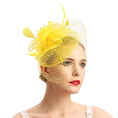 Damen Fascinators Hut Stirnband Und Einer Gegabelten Clip 1920er Jahre Vintage Perlen Schleier Gittergewebe Stirnband Schwarz Cocktail Party Tea Kopfbedeckung Damen Mädchen von YueYue