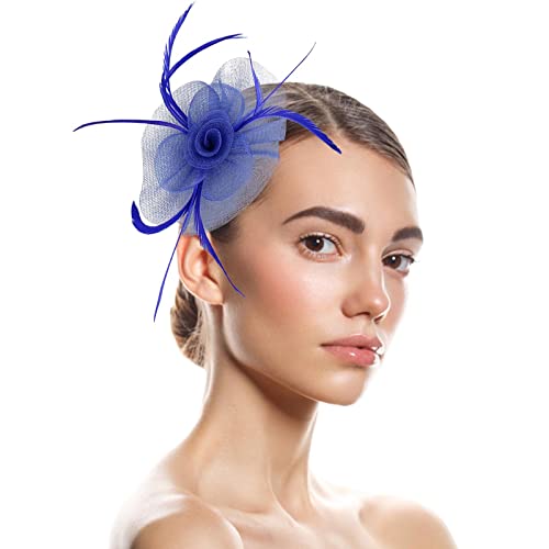 Damen Fascinators Hut Weiß Blume Mesh Feder Fascinator 1920er Jahre Vintage Perlen Schleier Bänder Federn Auf Einem Stirnband Cocktail Party Tea Kopfbedeckung Damen Mädchen von YueYue