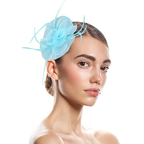 Damen Fascinators Hut Weiß Blume Mesh Feder Fascinator 1920er Jahre Vintage Perlen Schleier Bänder Federn Auf Einem Stirnband Cocktail Party Tea Kopfbedeckung Damen Mädchen von YueYue