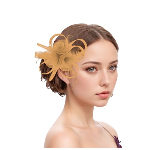 Damen Fascinators Hut Weiß Blume Mesh Feder Fascinator 1920er Jahre Vintage Perlen Schleier Bänder Federn Auf Einem Stirnband Cocktail Party Tea Kopfbedeckung Damen Mädchen von YueYue
