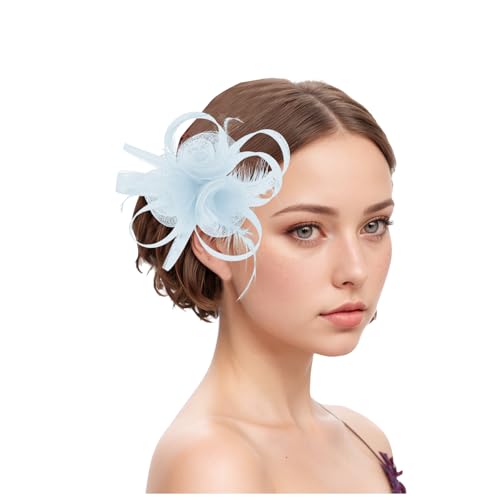 Damen Fascinators Hut Weiß Blume Mesh Feder Fascinator 1920er Jahre Vintage Perlen Schleier Bänder Federn Auf Einem Stirnband Cocktail Party Tea Kopfbedeckung Damen Mädchen von YueYue