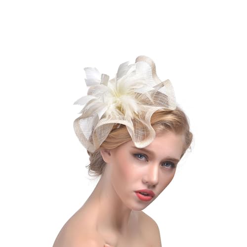 Damen Fascinators Stirnband Und Einer Gegabelten Clip 1920er Jahre Vintage Perlen Schleier Blume Mit Perle Feder Fascinators Hut Für Damen Mädchen Tea Party Hochzeit Kirche von YueYue