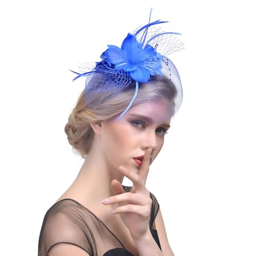 Damen Fascinators Stirnband Und Einer Gegabelten Clip 1920er Jahre Vintage Perlen Schleier Blume Mit Perle Feder Fascinators Hut Für Damen Mädchen Tea Party Hochzeit Kirche von YueYue