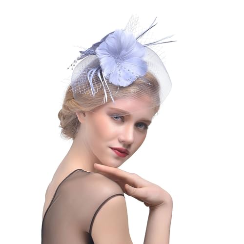 Damen Fascinators Stirnband Und Einer Gegabelten Clip 1920er Jahre Vintage Perlen Schleier Blume Mit Perle Feder Fascinators Hut Für Damen Mädchen Tea Party Hochzeit Kirche von YueYue