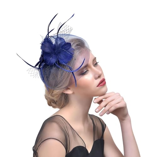 Damen Fascinators Stirnband Und Einer Gegabelten Clip 1920er Jahre Vintage Perlen Schleier Blume Mit Perle Feder Fascinators Hut Für Damen Mädchen Tea Party Hochzeit Kirche von YueYue