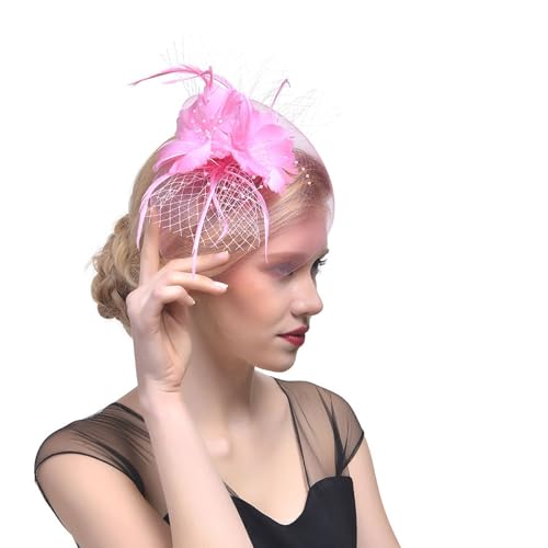 Damen Fascinators Stirnband Und Einer Gegabelten Clip 1920er Jahre Vintage Perlen Schleier Blume Mit Perle Feder Fascinators Hut Für Damen Mädchen Tea Party Hochzeit Kirche von YueYue