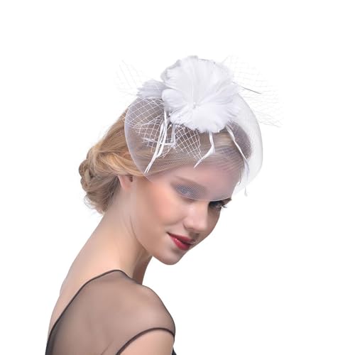 Damen Fascinators Stirnband Und Einer Gegabelten Clip 1920er Jahre Vintage Perlen Schleier Blume Mit Perle Feder Fascinators Hut Für Damen Mädchen Tea Party Hochzeit Kirche von YueYue