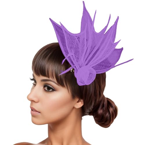 Damen Fascinators Weiß Blume Mesh Feder Fascinator 1920er Jahre Vintage Perlen Schleier Blume Mit Perle Feder Fascinators Hut Cocktail Party Tea Kopfbedeckung Damen Mädchen von YueYue