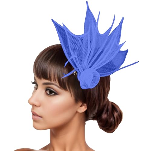 Damen Fascinators Weiß Blume Mesh Feder Fascinator 1920er Jahre Vintage Perlen Schleier Blume Mit Perle Feder Fascinators Hut Cocktail Party Tea Kopfbedeckung Damen Mädchen von YueYue