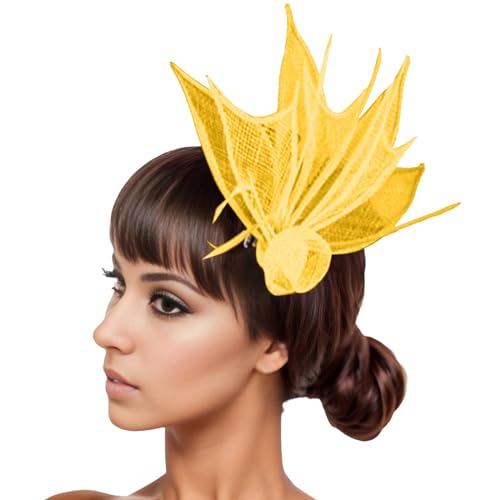 Damen Fascinators Weiß Blume Mesh Feder Fascinator 1920er Jahre Vintage Perlen Schleier Blume Mit Perle Feder Fascinators Hut Cocktail Party Tea Kopfbedeckung Damen Mädchen von YueYue
