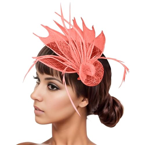 Damen Fascinators Weiß Blume Mesh Feder Fascinator 1920er Jahre Vintage Perlen Schleier Blume Mit Perle Feder Fascinators Hut Cocktail Party Tea Kopfbedeckung Damen Mädchen von YueYue