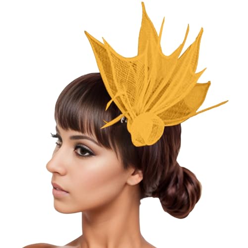 Damen Fascinators Weiß Blume Mesh Feder Fascinator 1920er Jahre Vintage Perlen Schleier Blume Mit Perle Feder Fascinators Hut Cocktail Party Tea Kopfbedeckung Damen Mädchen von YueYue