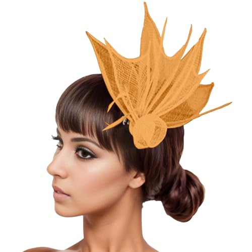 Damen Fascinators Weiß Blume Mesh Feder Fascinator 1920er Jahre Vintage Perlen Schleier Blume Mit Perle Feder Fascinators Hut Cocktail Party Tea Kopfbedeckung Damen Mädchen von YueYue