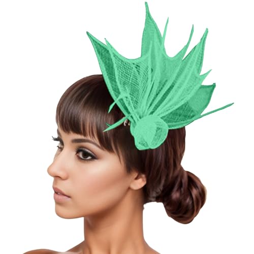 Damen Fascinators Weiß Blume Mesh Feder Fascinator 1920er Jahre Vintage Perlen Schleier Blume Mit Perle Feder Fascinators Hut Cocktail Party Tea Kopfbedeckung Damen Mädchen von YueYue