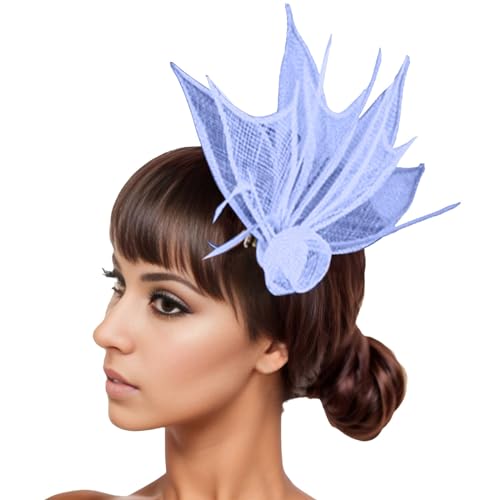Damen Fascinators Weiß Blume Mesh Feder Fascinator 1920er Jahre Vintage Perlen Schleier Blume Mit Perle Feder Fascinators Hut Cocktail Party Tea Kopfbedeckung Damen Mädchen von YueYue