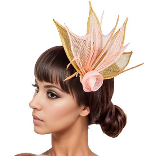 Damen Fascinators Weiß Blume Mesh Feder Fascinator 1920er Jahre Vintage Perlen Schleier Blume Mit Perle Feder Fascinators Hut Cocktail Party Tea Kopfbedeckung Damen Mädchen von YueYue