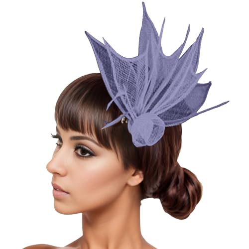 Damen Fascinators Weiß Blume Mesh Feder Fascinator 1920er Jahre Vintage Perlen Schleier Blume Mit Perle Feder Fascinators Hut Cocktail Party Tea Kopfbedeckung Damen Mädchen von YueYue