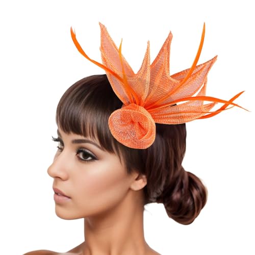Damen Fascinators Weiß Blume Mesh Feder Fascinator 1920er Jahre Vintage Perlen Schleier Blume Mit Perle Feder Fascinators Hut Cocktail Party Tea Kopfbedeckung Damen Mädchen von YueYue