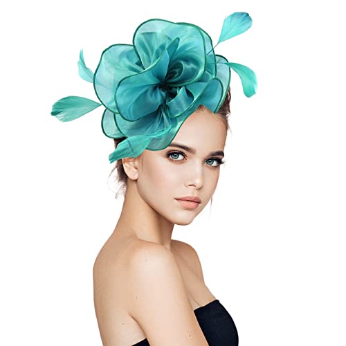 Fascinator Hüte Für Damen Blume Mit Perle Feder Fascinators Hut Bänder Federn Auf Einem Stirnband Mesh Blume Hochzeit Cocktail Tea Party Hut Kopfbedeckung Für Damen Mädchen von YueYue