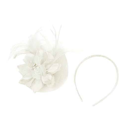 Fascinator Hüte Für Damen Blume Mit Perle Feder Fascinators Hut Bänder Federn Auf Einem Stirnband Mesh Blume Hochzeit Cocktail Tea Party Hut Kopfbedeckung Für Damen Mädchen von YueYue