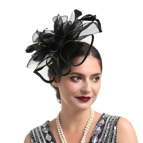 Fascinator Hüte für Damen Vintage Pillbox Hut mit Schleier Schwarzer Stirnband Und Einer Gegabelten Clip Tea Party Kopfbedeckung Damenhut Elegant Hochzeit Cocktail Mesh Haarschmuck Karneval (One Size) Fascinator Hüte für Damen Vintage Pillbox Hut mit Schleier Schwarzer Stirnband Und Einer Gegabelten Clip Tea Party Kopfbedeckung Damenhut Elegant Hochzeit Cocktail Mesh Haarschmuck Karneval (One Size) von YueYue