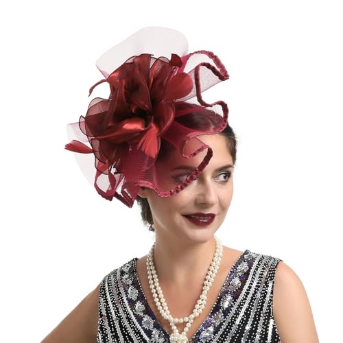 Fascinator Hüte für Damen Vintage Pillbox Hut mit Schleier Schwarzer Stirnband Und Einer Gegabelten Clip Tea Party Kopfbedeckung Damenhut Elegant Hochzeit Cocktail Mesh Haarschmuck Karneval (One Size) von YueYue