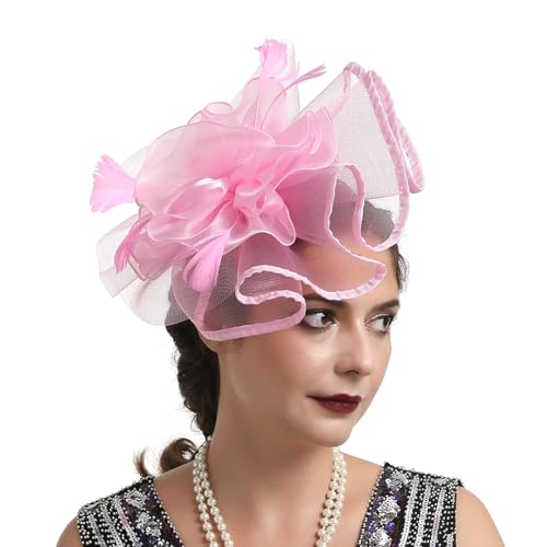 Fascinator Hüte für Damen Vintage Pillbox Hut mit Schleier Schwarzer Stirnband Und Einer Gegabelten Clip Tea Party Kopfbedeckung Damenhut Elegant Hochzeit Cocktail Mesh Haarschmuck Karneval (One Size) von YueYue