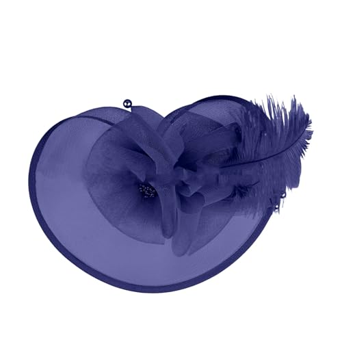 Fascinator Hut Blume Damen Mädchen Haar Mesh Feder Clip Elegant Haarklammer Schleier 20er Jahre Kopfschmuck Cocktail Tea Party Kopfbedeckung Fascinators Haarnadel Haarschmuck Hochzeit (Navy, One Size) Fascinator Hut Blume Damen Mädchen Haar Mesh Feder Clip Elegant Haarklammer Schleier 20er Jahre Kopfschmuck Cocktail Tea Party Kopfbedeckung Fascinators Haarnadel Haarschmuck Hochzeit (Navy, One Size) von YueYue