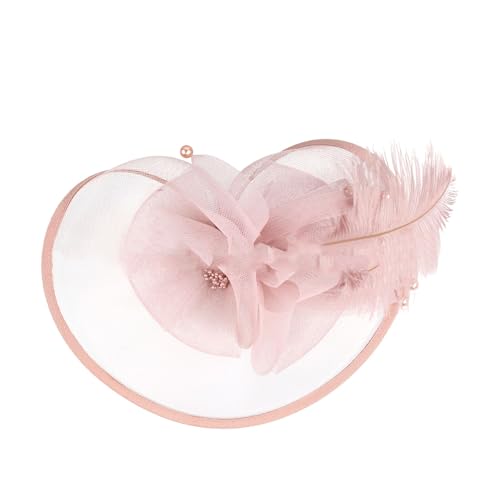 Fascinator Hut Blume Damen Mädchen Haar Mesh Feder Clip Elegant Haarklammer Schleier 20er Jahre Kopfschmuck Cocktail Tea Party Kopfbedeckung Fascinators Haarnadel Haarschmuck Hochzeit (One Size) von YueYue