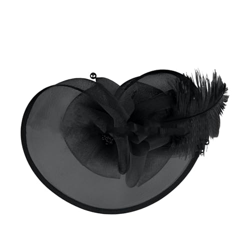 Fascinator Hut Blume Damen Mädchen Haar Mesh Feder Clip Elegant Haarklammer Schleier 20er Jahre Kopfschmuck Cocktail Tea Party Kopfbedeckung Fascinators Haarnadel Haarschmuck Hochzeit (One Size) von YueYue