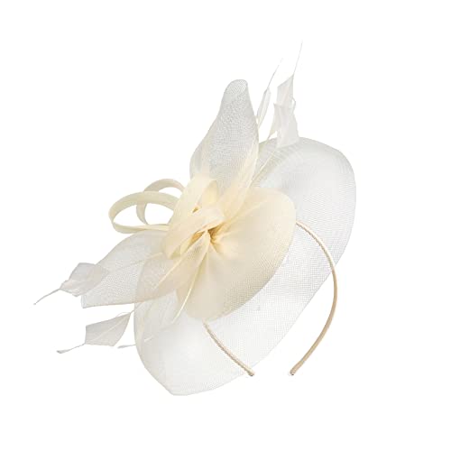 Fascinators Hut für Damen Blume Mesh Federn Tüll Bräute Kopfschmuck Haarschmuck mit Stirnband Und Clip für Cocktail Tea Party Hochzeit Kirche 20er Damen Bekleidungs Zubehör (WH2, One Size) von YueYue