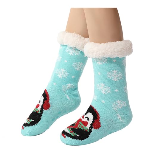 Kuschelsocken Damen 39-42 Wintersocken Haussocken Stoppersocken Thermosocken Flauschige Dicke Socken Damen Schlafsocken Gefütterte Rutschsocken Warme Bettsocken für Frauen Mädchen (5-Blue, One Size) von YueYue