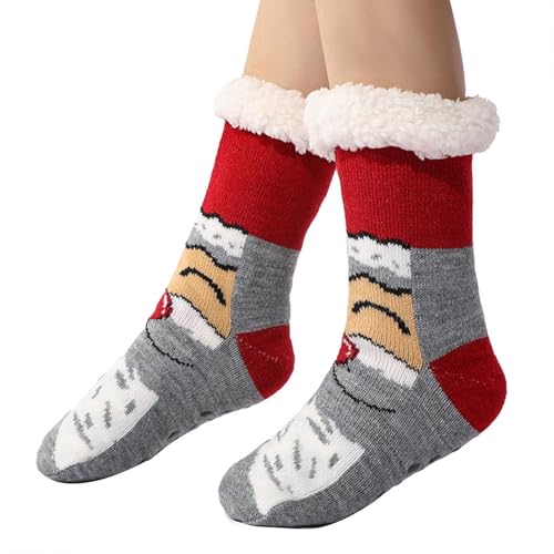 Kuschelsocken Damen 39-42 Wintersocken Haussocken Stoppersocken Thermosocken Flauschige Dicke Socken Damen Schlafsocken Gefütterte Rutschsocken Warme Bettsocken für Frauen Mädchen (7-Grey, One Size) von YueYue