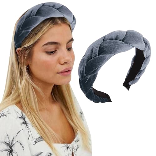 Stirnbänder für Damen Haarreifen Geflochtenes Stirnband Haarband Vintage Haarschmuck Haarbänder Weiche Breitere Stirnband Elastische Haarband Vintage Verdrehte Mädchen Stirnbänder (Grey-D, One Size) Stirnbänder für Damen Haarreifen Geflochtenes Stirnband Haarband Vintage Haarschmuck Haarbänder Weiche Breitere Stirnband Elastische Haarband Vintage Verdrehte Mädchen Stirnbänder (Grey-D, One Size) von YueYue