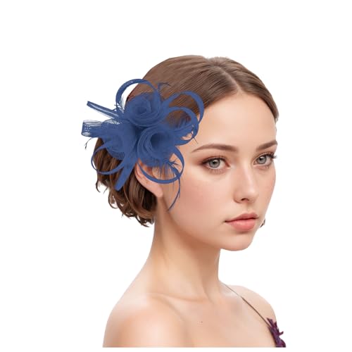 YueYue Damen Fascinators Hut Weiß Blume Mesh Feder Fascinator 1920er Jahre Vintage Perlen Schleier Bänder Federn Auf Einem Stirnband Cocktail Party Tea Kopfbedeckung Damen Mädchen von YueYue