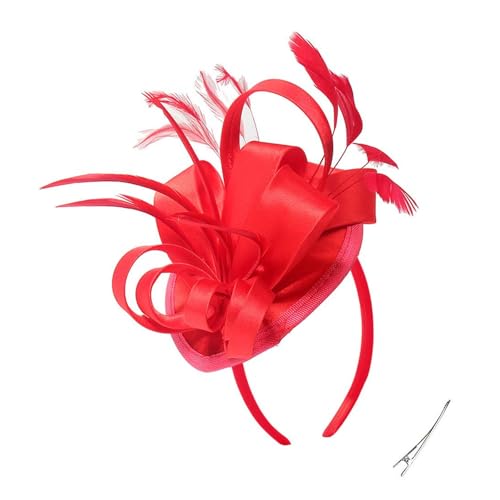 YueYue Damen Fascinators Stirnband Und Einer Gegabelten Clip 1920er Jahre Vintage Perlen Schleier Blume Mit Perle Feder Fascinators Hut Für Damen Mädchen Tea Party Hochzeit Kirche von YueYue
