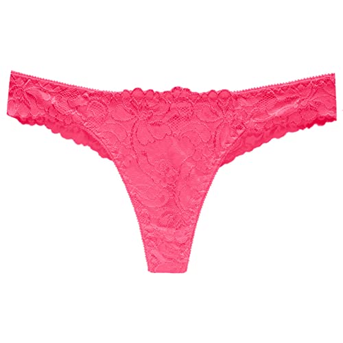 YueYue Damen Unterhosen Thong Höschen reizvolle Unterhose Taille Spitze Briefs niedrig Frauen-Höschen Unterwäsche Dame Slip Spitze Elegant Unterwäsche (Hot Pink, One Size) von YueYue
