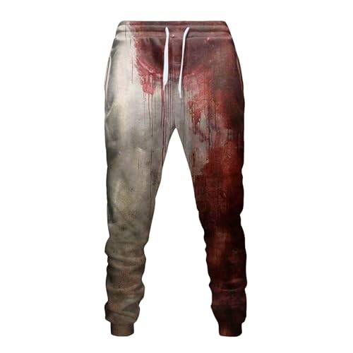 YueYue Halloween Hose Herren Jogginghose Blutspritzer Muster Sweathose Entsetzen Horror Bloody Baggy Sporthose Fitness Hose Vintage Freizeithose Joggers Jogginghosen Männer Streetwear(Purple, XXL) von YueYue