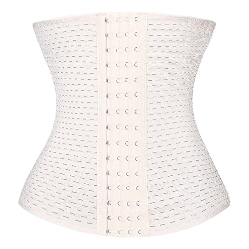 YueYue Korsett Damen Waist Trainer Cincher Korsage Taillenformer Bauchweggürtel Shapewear Damen bauchweg Bauchweggürtel Taille Trimmer Fitness Gürtel (Beige, S) von YueYue