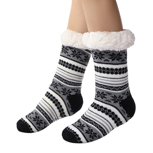 YueYue Kuschelsocken Damen 39-42 Wintersocken Haussocken Stoppersocken Thermosocken Flauschige Dicke Socken Damen Schlafsocken Gefütterte Rutschsocken Warme Bettsocken für Frauen Mädchen (One Size) von YueYue