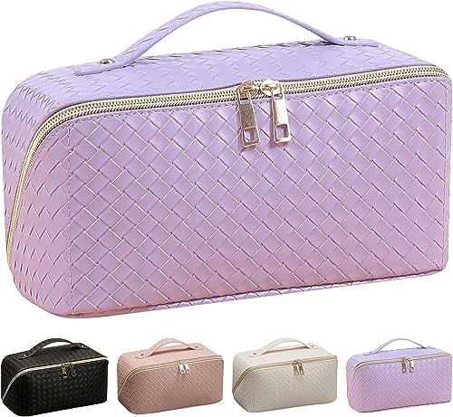 Große Kapazität Make- up Tasche PU Leder wasserdicht Reise Kosmetiktasche mit Teilern und Griff tragbare multifunktionale Aufbewahrungstasche Make- up Organizer Pouch für Frauen Mädchen von Yuehuamech