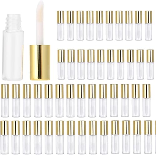 Yuehuamech 45pcs Klare Mini Lipgloss Tube 1. 2ml Nachfüllbare Lipgloss Container Lippenstift Flasche Fläschchen Behälter Behälter für Frauen Mädchen DIY Make- up Home Travel Use von Yuehuamech