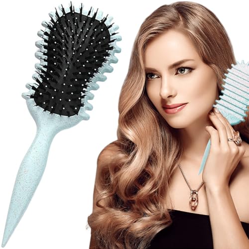 Yueser Curly Hair Brush, Lockige Haarbürste, Locken Define Stylingbürste Professionelle Lockenbürste Curl Brush Lockenbürste Haarbürste zum Entwirren für Frauen (27cm, Blau) von Yueser