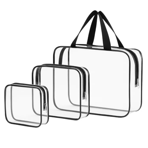 Yuexitech 3 in 1 Kulturbeutel Transparent, PVC Flüssigkeiten Beutel Handgepäck, Flughafen-konform Zip Beutel Flugzeug, Handgepäck-Reisezubehör Für Männer, Frauen, Kinder, Familie von Yuexitech