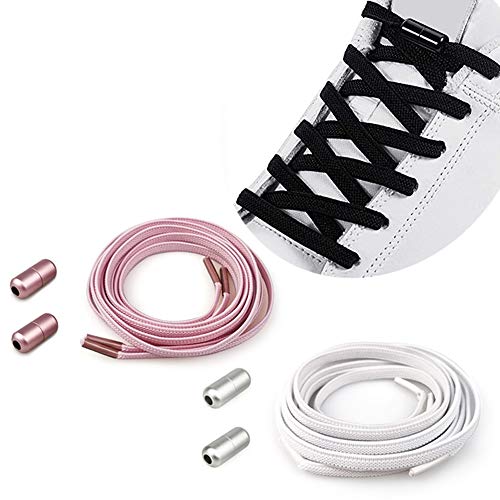 Elastische Schnürsenkel mit Metallkapsel Ohne Binden | Gummi Schuhbänder mit Schnellverschluss/Gummischnrsenkel Einstellbare mit Metallverschluss, No Tie Schnürsenkel Nie mehr Schuhe binden für Kinder von YuhooTech