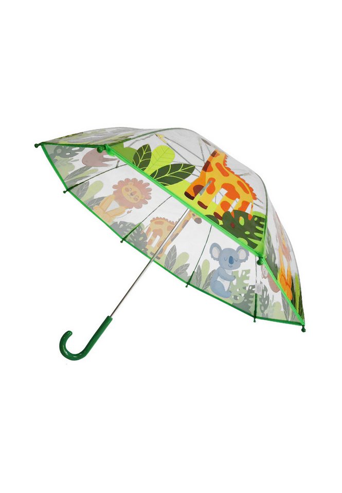 Yuhu.kids Stockregenschirm Kinder Regenschirm Dschungel Motiv transparent grün, Transparent von Yuhu.kids