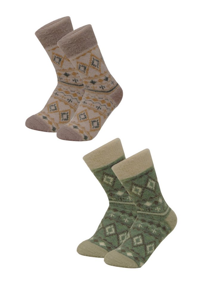 Yuhu Socken Alpaka Norweger Socken Damen 2er Pack, warm und weich, Größe 36–47 (2-Paar) von Yuhu