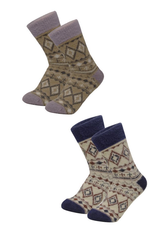 Yuhu Socken Alpaka Norweger Socken Damen 2er Pack, warm und weich, Größe 36–47 (2-Paar) von Yuhu